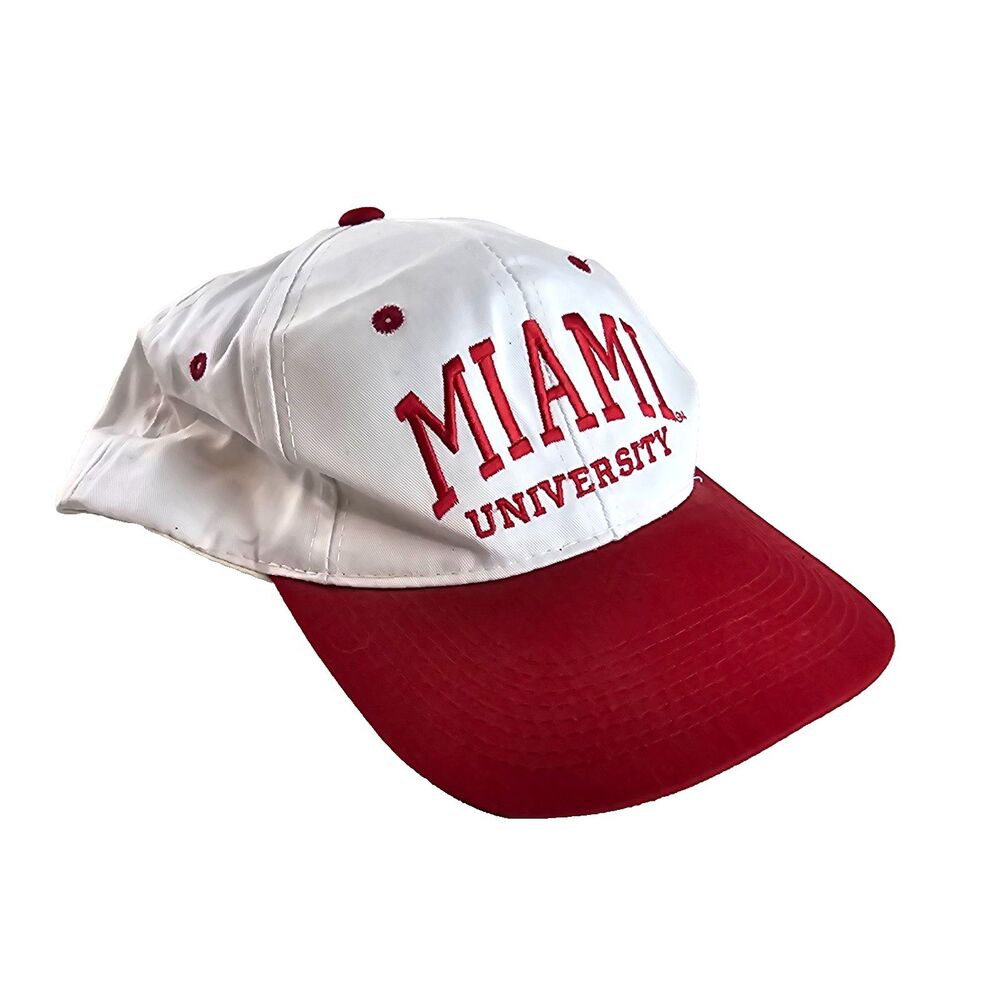 Vintage Miami University Hat Red White Snapback Cap Green Underbrim Headmaster